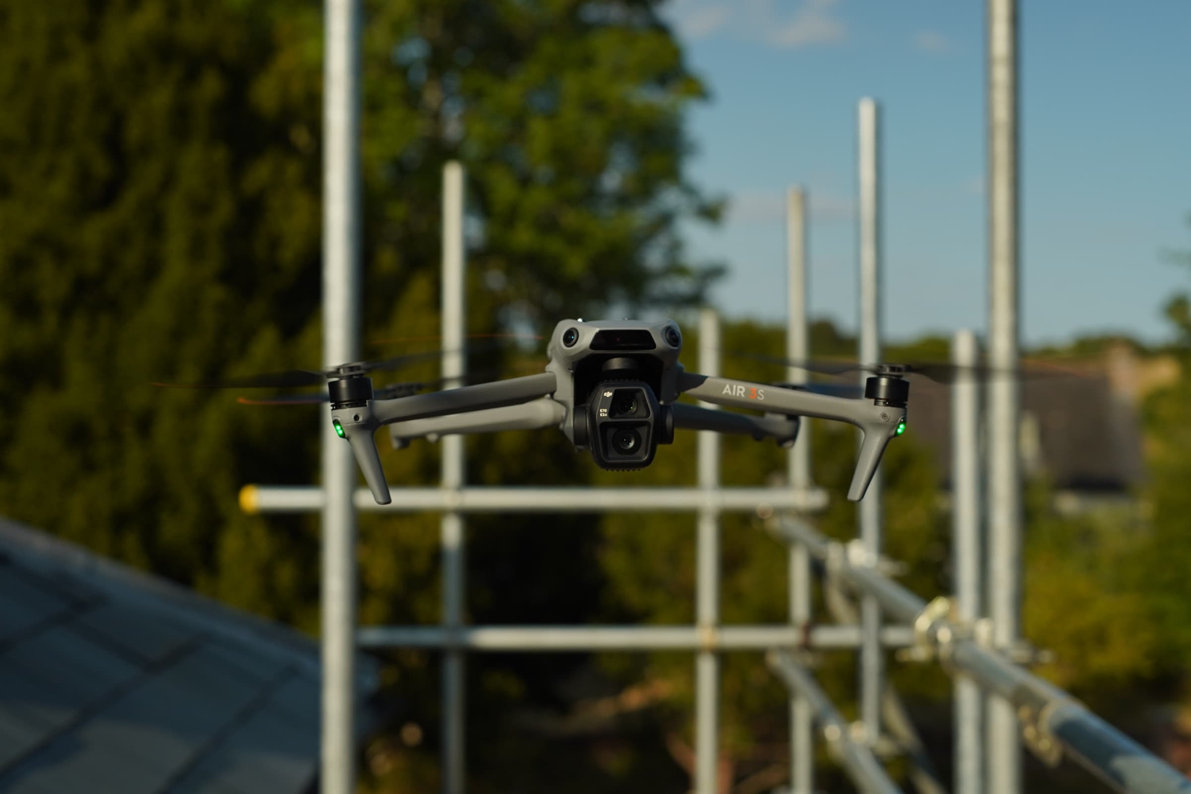 Quadrelliot inspection drone in flight beside site access equipment